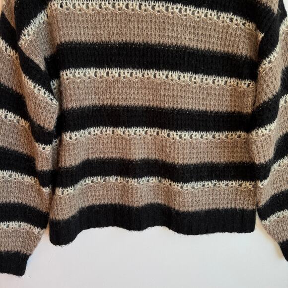 Part Two Copenhagen Neutral Stripe Open Stitch Boatneck Sweater Large Scandi - Picture 6 of 13